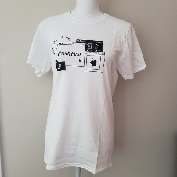Poshfest 2020 White Tee 100% Cotton NEW! - Picture 2 of 3